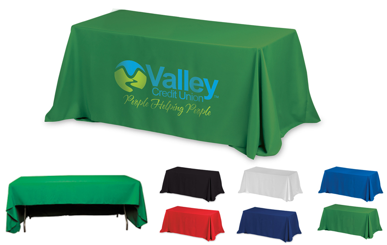 Fit 8 Foot Table 3-Sided Economy Table Cover Throws (Spot Color Print)